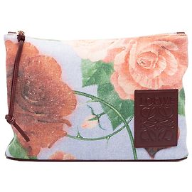 Pochette LOEWE Blue Paulas Ibiza Canvas Rose Print Bleu Bleu clair