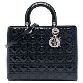 Dior Blue Large Patent Cannage Lady Dior Blau Marineblau