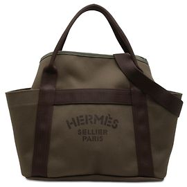 Hermès Brown Toile Sac de Pansage Grooming Bag Marron Kaki