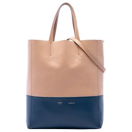 Céline Celine Beige Small Bicolor Grained Calfskin Vertical Cabas Tote Other