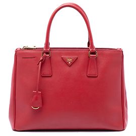 Prada Red Medium Saffiano Lux Galleria Double Zip Tote Rot
