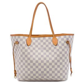 Louis Vuitton White Damier Azur Neverfull MM Weiß