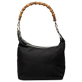 Bolso de hombro Gucci de nailon negro con bambú Negro