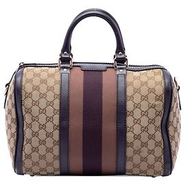 Bolsa Boston Gucci Joy Média em lona GG bege com faixa Web Bege