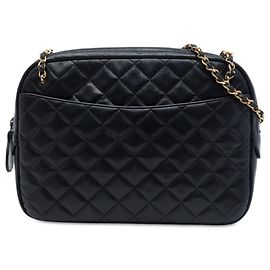 Chanel Black CC gesteppte Lammleder Chain Camera Bag Schwarz