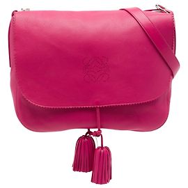 LOEWE Pink Nappa Anagram Tassel Crossbody Rosa Outro
