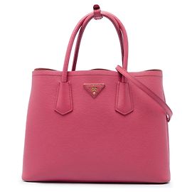 Prada Borsa Double Satchel in Pelle Saffiano Rosa Medium Rosa