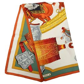Hermès White Cavaliers Ottomans Seidentuch 90 Weiß