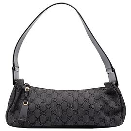 Gucci GG Denim Schultertasche Grau Braun