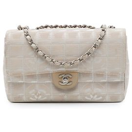 Chanel Beige New Travel Line Medium Nylon Single Flap Beige