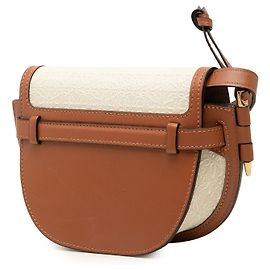 Borsa a tracolla Gate LOEWE Mini Bicolor in tela Anagram e vitello liscio Beige Beige