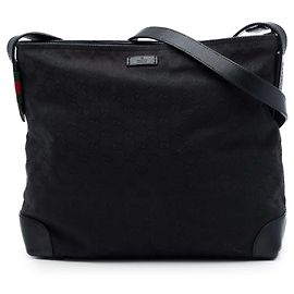 Borsa a tracolla Gucci in tela GG nera con banda Web Nero
