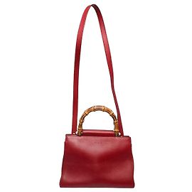 Borsa Gucci Nymphaea Small in pelle di vitello rossa con bambù Rosso
