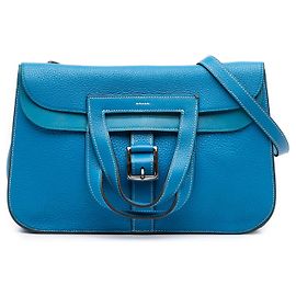 Hermès Blue Clemence Halzan 31 Blau