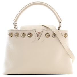 Louis Vuitton White Taurillon Flowers Capucines PM Blanc