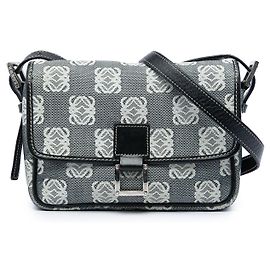 Borsa a tracolla con patta LOEWE Gray Anagram Canvas Marrone