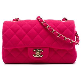 Chanel Mini Rectangular Classic Jersey Single Flap Rosa Rosa Altro
