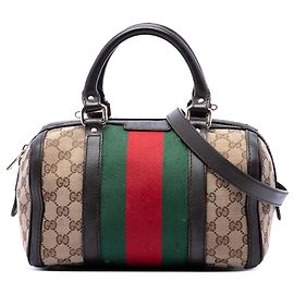 Sac Boston Gucci Joy Small en toile GG beige et Web Beige