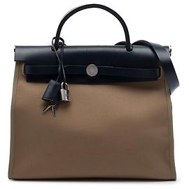 Hermès Brown Toile Herbag Zip 31 Marrone Taupe