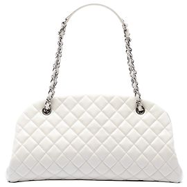 Bolsa Bowling Chanel Just Mademoiselle em couro de bezerro matelassê branco, tamanho Medium Branco Cru