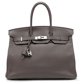 Hermès Gray Togo Birkin Retourne 35 Marron Gris anthracite