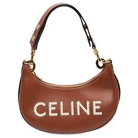 Céline Borsa a tracolla Ava in pelle marrone Medium con logo Celine Marrone