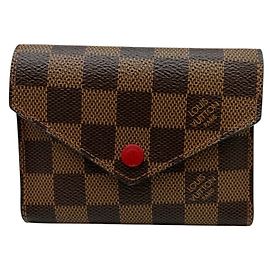 Louis Vuitton Damier Portefeuille Victorine Wallet Brown Red Damier ebene