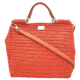 Bolsa Dolce & Gabbana Raffia Miss Sicily Laranja