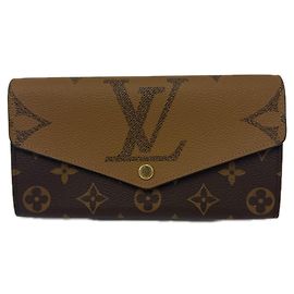 Louis Vuitton Reverse Portefeuille Sarah Long Wallet Castaño Beige