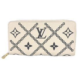 Louis Vuitton Monogram Empreinte Broderie Zippy Wallet Black Beige