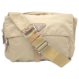 Bolso bandolera Prada de nylon con logo Castaño Beige