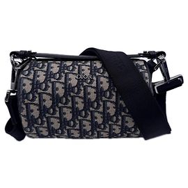 Christian Dior Oblique Jacquard Trotter Mini Roller Bag Beige Navy blue