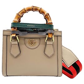 Bolsa de Ombro e Mão GUCCI Diana 2-Way Small Tote Bege Dourado Verde