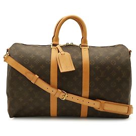 Sac Boston Louis Vuitton Monogram Keepall Bandoulière 45 Marron