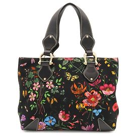 Sac Cabas Gucci Flora Noir et Multicolore en Toile et Cuir Noir Multicolore