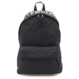 Balenciaga Wheel Rucksack aus Nylon-Canvas Schwarz Weiß Marineblau