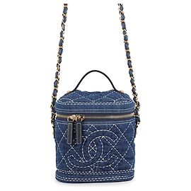Borsa a tracolla Chanel Matelassé in denim Blu navy