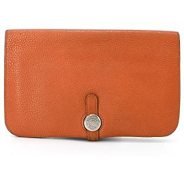 Hermès Carteira Longa Hermes Dogon Duo GM em Orange Laranja