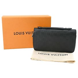 Louis Vuitton Damier Infini Zippy XL Round Organizer Long Wallet Black