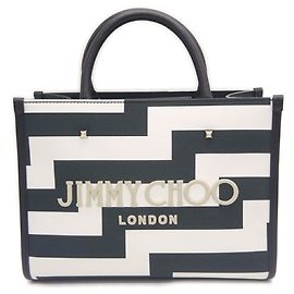 Jimmy Choo Avenue Small Tote Bag/Shoulder Bag Nero Bianco