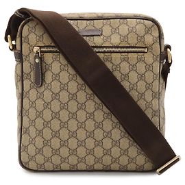 Gucci GG Supreme Plus Schultertasche Beige Khaki Dunkelbraun