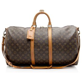 Louis Vuitton Vintage Monogram Canvas Keepall Bandouliere 55 Duffle Brown