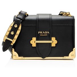 Borsa a tracolla Prada Cahier in pelle di vitello Nero