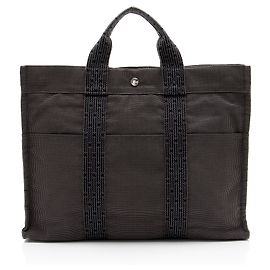 Hermès Borsa Tote Hermes Vintage Canvas Herline MM Nero