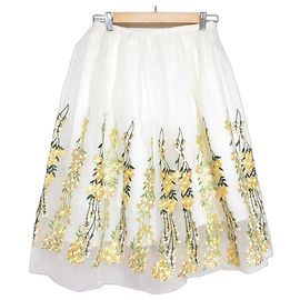 Autre Marque Jupe en organza brodée Chesty Jaune