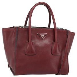 Prada Double Zip Lux Pelle Saffiano Medium Rosso