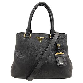Prada Leder 2-Way Tote Bag Schwarz