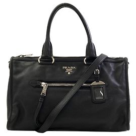 Borsa Tote 2-Way Prada in pelle nera Nero