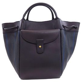 Borsa a righe Delvaux Nero Blu Blu navy