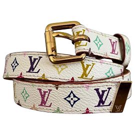 Cinto Louis Vuitton x Takashi Murakami Monogram Multicolore Branco Branco Multicor